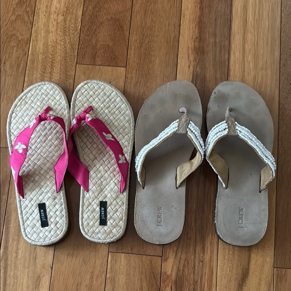 J. Crew Pink and Tan flip flop Sandals size 8